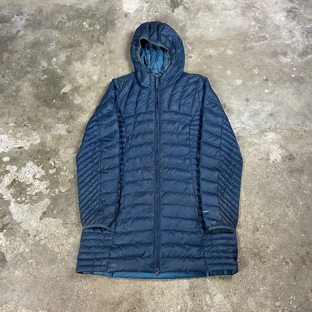 Eddie Bauer Microtherm 2.0 Down Parka Jacket Women's Size Large Blue Full Zip